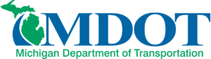 Michigan Department of Transportation Logo, M.D.O.T. with a picture of the state of Michigan