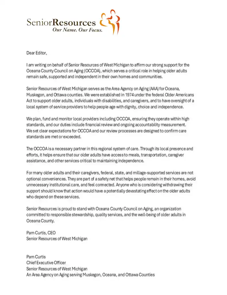 Letter from Senior Resources